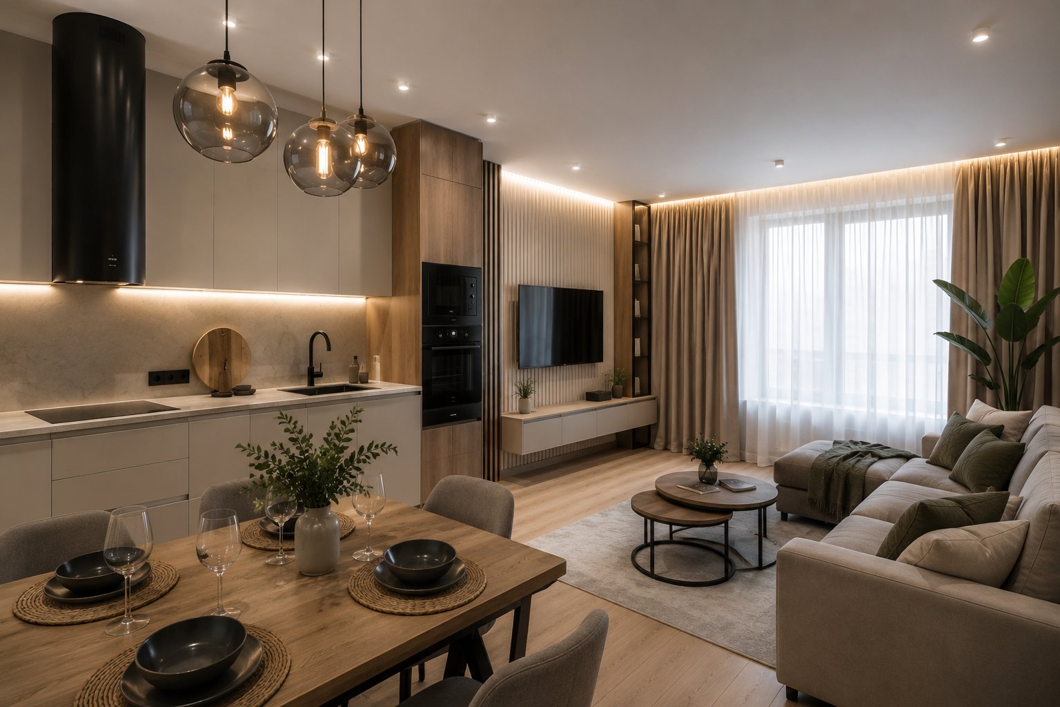 Современная кухня-гостиная